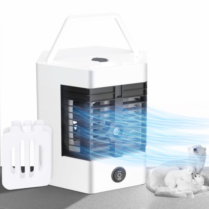 Portable Mini Air Cooler With Ice Packs - 3-Speed Personal Cooler For Desk & Office Use