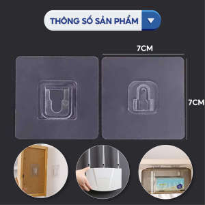 Bộ Móc Dán Tường Treo Đồ Đa Năng Dán Móc Gài Chữ U Treo Tranh Ảnh Ổ Điện Wifi Siêu Dính Bản Lớn 7x7CM