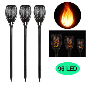 YHLAMP 12-96 LED Flame Solar Light Power Bulb Christmas Decorate Tube Fairy Lights Garden Waterproof Decoration Landscape Lawn Lamp Path Lighting Torch Outdoors Spotlight Street Flickering Outdoor Light Yard Decor Flame Dancing