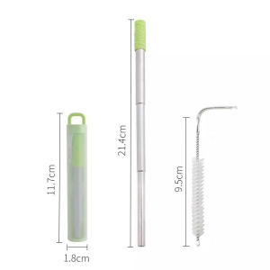 Retractable Metal Straw Set Reusable & Portable Stainless Steel Straw  Straw with Case & Brush