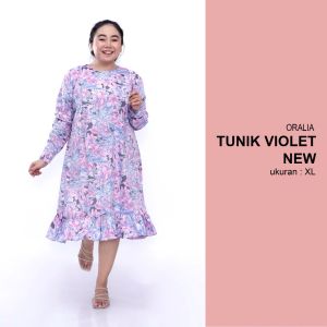 Tunik long rayon bigsize jumbo violet / atasan wanita big size / atasan tunik / tunik kerja / tunik motif L