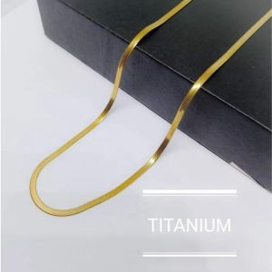 Kalung Titanium Gepeng Silver Gold Dan Black/Kalung Fashion Anti Karat Untuk Pria Dan Wanita