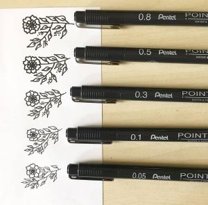 Bút line đi nét Pentel Pointliner S20P mực đen 5 kích thước tuỳ chọn