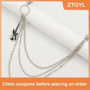 【ZTOYL】 ห่วงโซ่จี้กีตาร์โลหะหลายชั้นพวงกุญแจเอวฮิปฮอปห่วงโซ่กางเกงยีนส์ผู้หญิงอินเทรนด์เครื่องประดับของขวัญ
