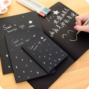 A5 A6 B5 Black Paper Sketch Book DIY Craft Graffiti Notebook Paint Drawing Writing Diary