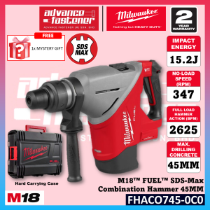 Milwaukee FHACO745-121C FHACO745-0C0 M18™ FUEL™ SDS-Max Combination Hammer with ONE-KEY™ 15.2J 45MM