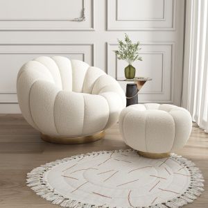 Cream Style Lazy Sofa Pumpkin Lazy Chair Lamb Velvet Single Sofa Fabric Bean Bag