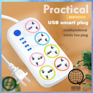 Extension Cord with USB Port Power Strip High-power Multi-switch Socket Cable Length Socket