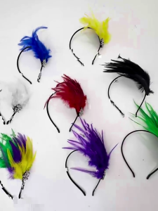 Carnivals Party Feathered Headband for Carnivals Celebration Flapper Hairhoop for Women RolePlay Mardi Gras Party Headband