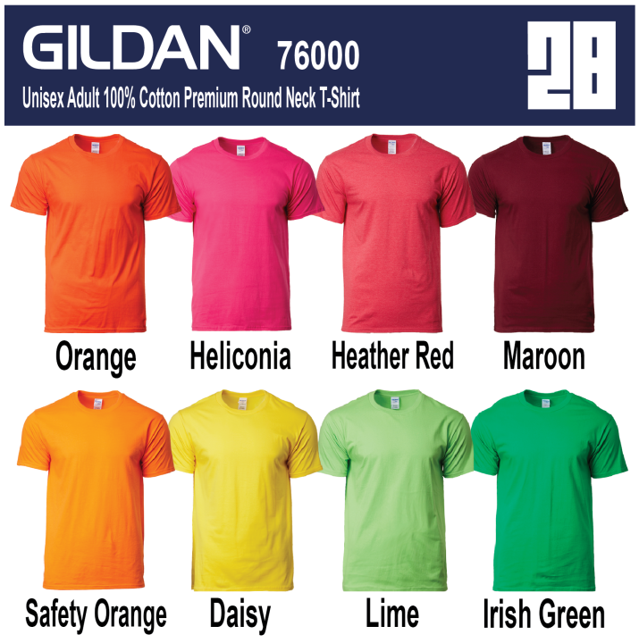 Gildan 76000 Unisex T-Shirt | Adult High Quality Premium Cotton Round ...