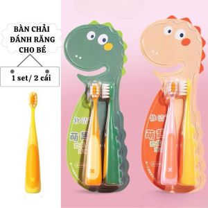 Bàn Chải Đánh Răng Trẻ Em Hình Khủng Long Hoạt Hình Siêu Mềm | Đầu Nhỏ Răng Sữa Set 2 Cái Bé 3-12 Tuổi