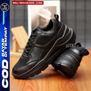 Almero Sepatu Formal Pria Hitam Casual Sneakers Simple Kerja