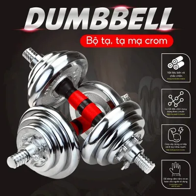 (15KG-R) MẪU MỚI - Bộ Tạ Kim Loại 15KG Thanh Bọc Cao Su Bộ Tạ Cao Cấp Đa Năng Mới Nhất Thái Lan