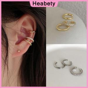 Heabety 3Pcs Simple Round Wrap Earrings Cartilage Ear Clip No Pierce Cartilage Earrings Ear Cuff