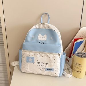 GUQIANFANG86 Large Capacity Polka Dot Backpack Lightweight Cat Schoolbags Multifunctional Cartoon Mochilas Outdoor