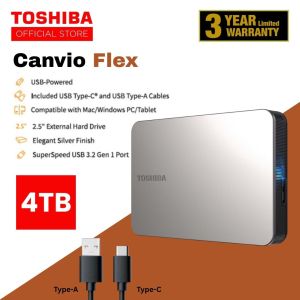 Toshiba Canvio Flex USB 3.2 Portable Hard Drive | 1TB 2TB 4TB (Compatible with iPad/Tablets/MacOS/Windows)