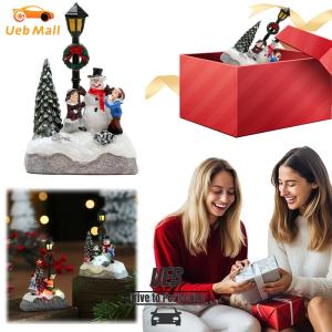 [UEB Mall]1Pc Glowing Christmas Village Resin Ornament with Light Christmas Village Houses Christmas Table Ornaments for Parties
