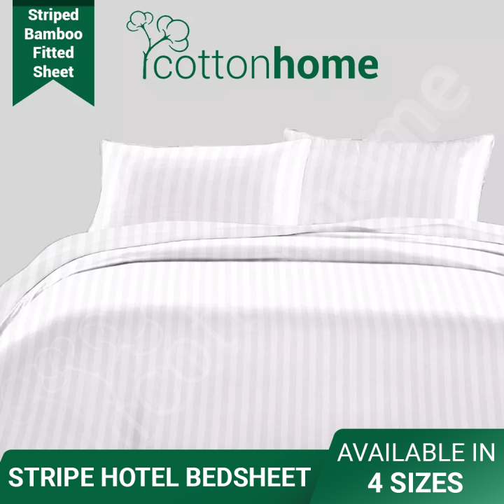 Stripe Hotel Like BedSheet with Pillow Cover Set /Bamboo Polyester