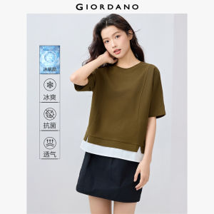 GIORDANO ผู้หญิง เสื้อยืด Cool-Touch Antibiosis Summer Tee เสื้อยืดคอกลมแขนสั้นแฟชั่นลำลอง 2 ชิ้น 13325231