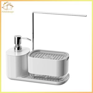 Kitchen Sink Soap Dispenser with Tray and Sponge Holder Dish and Hand Soap Dispenser with Towel Rack for Kitchen Sink