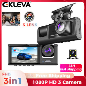 EKLEVA Dash Cam 3 In 1 Car Video Recorder FHD 1080P 3 Camera Car DVR Rear View Camera with Rear Lens Night Vision for Truck Tax Uber