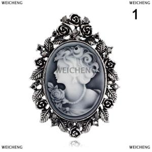 [COD] WEICHENG 1X Vintage Cameo Victorian Style Wedding Party Women Pendant Brooch Pin