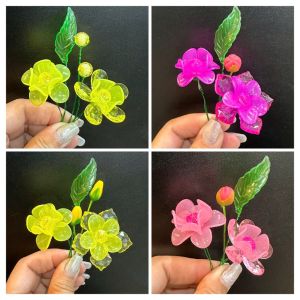 Set vật liệu tự làm 60 bông hoa mai đào to nhỏ (không kèm thân cây) hoa pha lê handmade S0313