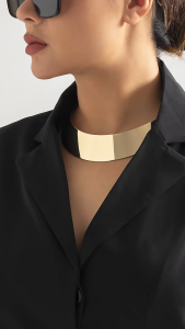 Phóng đại choker dây kim loại torques Vòng cổ dây đeo ôm sát Cổ Phụ Nữ Cổ Áo PUNK rộng Trơn Dây chuyền cổ phụ kiện