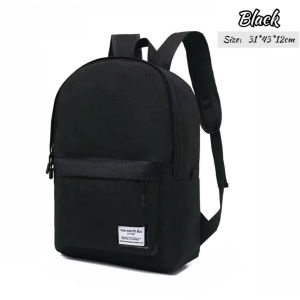 Classic School Backpack with USB Port Simple Casual Backpack for Men Waterproof Light Travel Bag 31x43x12 cm