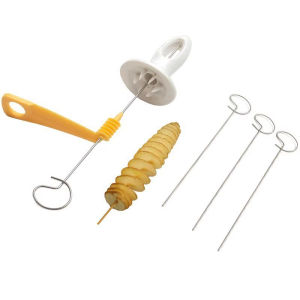 1Set Potato Tornado Slicer Twisted Potato Slicer Hand Crank Spiral Potato Chips Making Tool