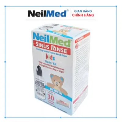 Bộ dụng cụ rửa mũi xoang NeilMed Sinus Rinse Cho Bé- Kids-Sản xuất tại Mỹ-1 Bình 120ml+ 30 gói hỗn hợp muối.