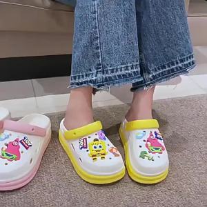 [Free Shipping] WomenS Summer Fashion Outdoor Thick-Soled Height-Increasing Beach Non-Slip Cartoon Cute Bear Toe-Cap Sandals
