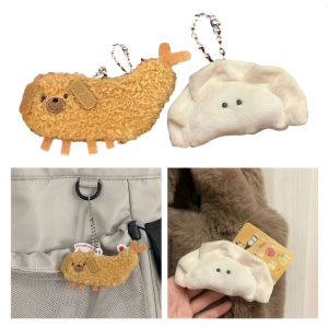 Small Size Tempura Dumplings Plush Doll Keychain Soft Stuffed Gift for Women Girl Backpack Bag Pendant Decor
