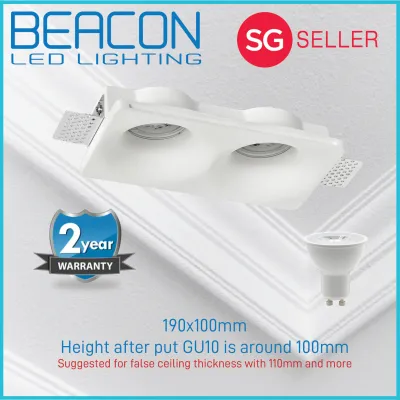 Beacon LED (Modern Design) Gypsum Frameless Plaster False Ceiling Recessed Spotlight / Downlight - Easy Replacement Bulb