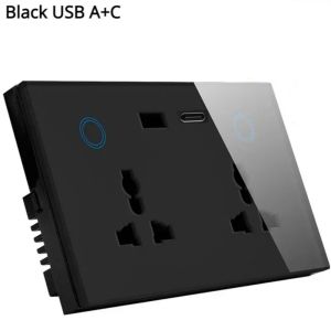 Smart WiFi Wall Socket with USB Charging - Universal Outlet with Remote App Control and Voice Control for Home Office - White 147mm