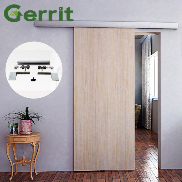 4.9FT/6FT/6.6FT Aluminium Alloy Brushed Interior Wood Barn Sliding Door