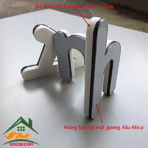 Chữ.Logo Alu Gương Mica Đệm Nổi Chân.Chữ Nổi Gương Đệm Chân Formex.Dán Tường.Bảng Quảng Cáo.Cắt Theo Yêu Cầu.Socdecor.vn