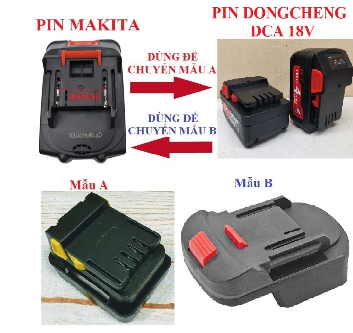 SV Đế chuyển pin Dongcheng 18V thành pin Makita 18V (2 chân) Đế