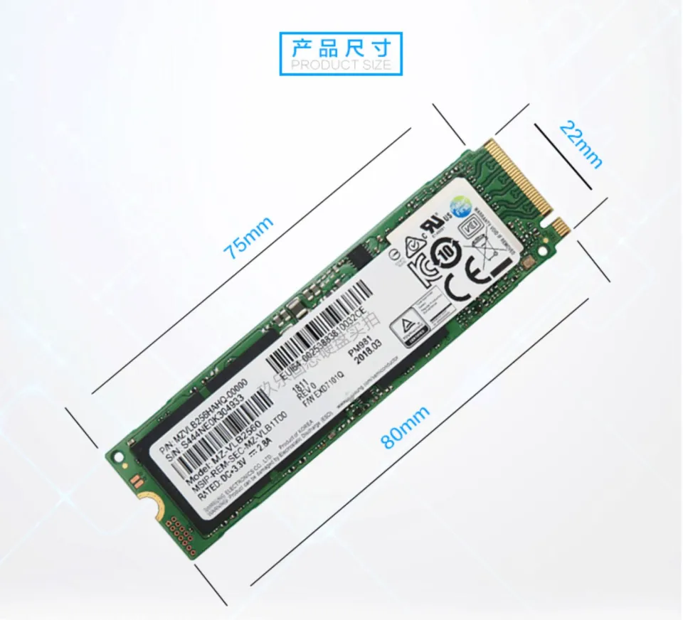 SAMSUNG SSD M2 Nvme 512GB PM9A1 256GB Internal Solid State Drive