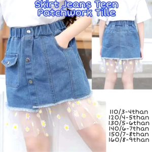 Rok Bawahan Anak Perempuan Skirt Denim Jeans Patch Tille
