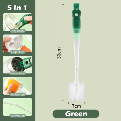 5 In 1 Water Bottle Cleaning Brush Multifunctional Cup Long Handled Brush Kitchen Bottle Lid Gap Cleaning Brush Set
