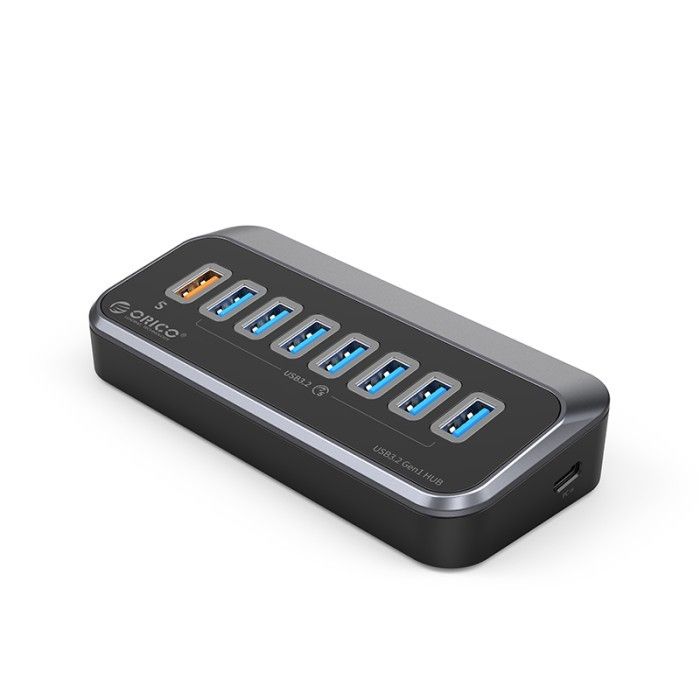 Type-c to Usb-A 3.2 hub orico 7 port 5Gbps 118w 3A 1m cable with pd charging m3u3-7aq-10 - Terminal usb3.2 7 slot