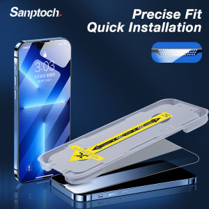 Sanptoch ปกป้องหน้าจอเต็ม ชุดติดตั้งง่ายสำหรับ iPhone 15/14/13/12/11 Pro Max Plus ฟิล์มป้องกันกันฝุ่น GreenRay HD