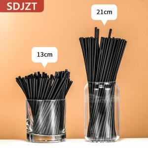 [COD] SDJZT หลอดค๊อกเทลแบบใช้แล้วทิ้ง21 13ซม. หลอดสำหรับงานแต่งทรงสั้นสีดำยาว500ชิ้น