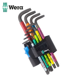 Wera 967/9 TX XL Multicolor HF 1 Torx Key Set (9pc) - Holding Function & Color Coded L-Key for Bicycle & Car Servicing (05024470001)