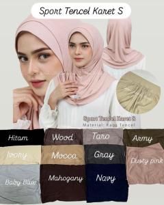HIJAB BERGO SPORT TENCEL KARET DAGU RAYON KERUDUNG BERGO INSTAN RAYON