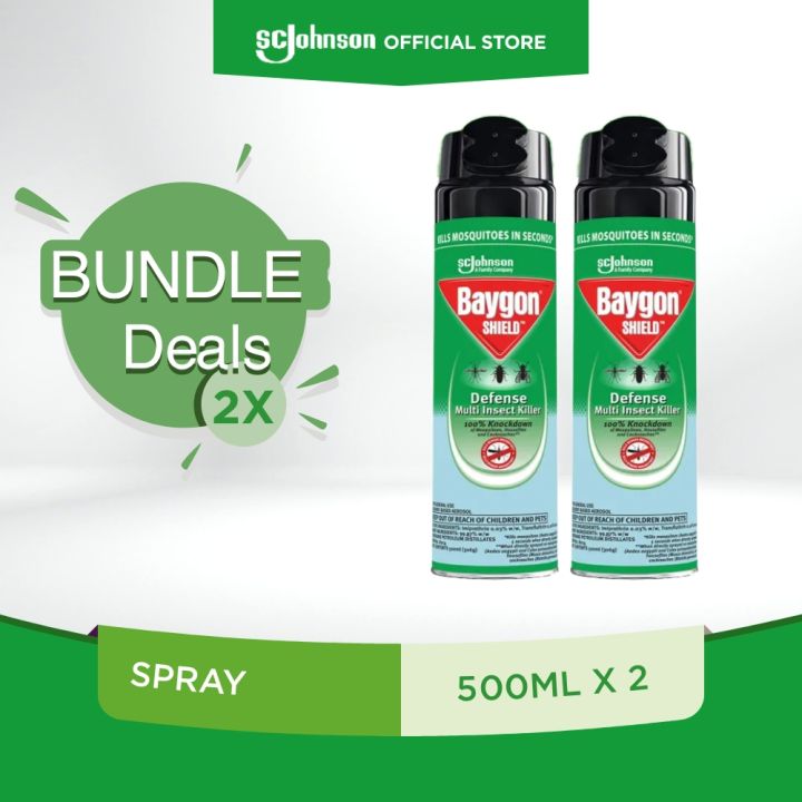 Baygon Shield Defense Multi-Insect Killer Twin (500ml x 2) | Lazada PH