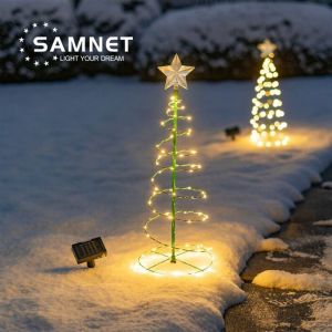 NEXTGENYUN Solar Powered Christmas Tree Floor Lights Sunlight String Lights Christmas Landscape Light Creative LED Solar Christmas Tree Lights Outdoor