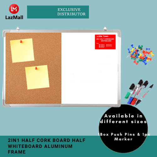 2in1 Half Cork Board And Whiteboard Aluminum Frame Lazada PH