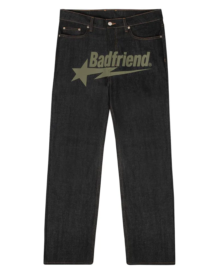 Men's Jeans Y2k mens jeans Badfriend Hip Hop Letter Print Black Pants Men  Women Fashion Casual Rock Wide Foot Baggy Trouser Streetwear 230612